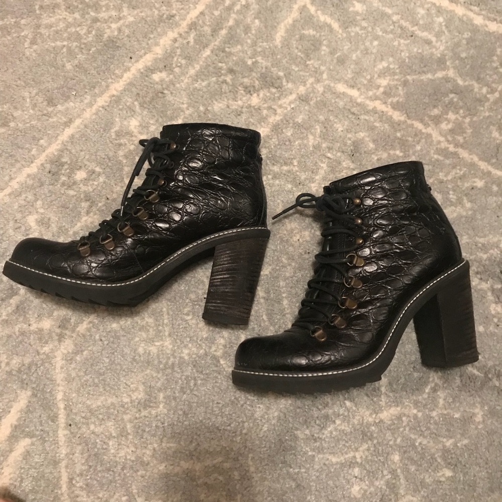 Diesel Ankle Boots Crocodile lace up